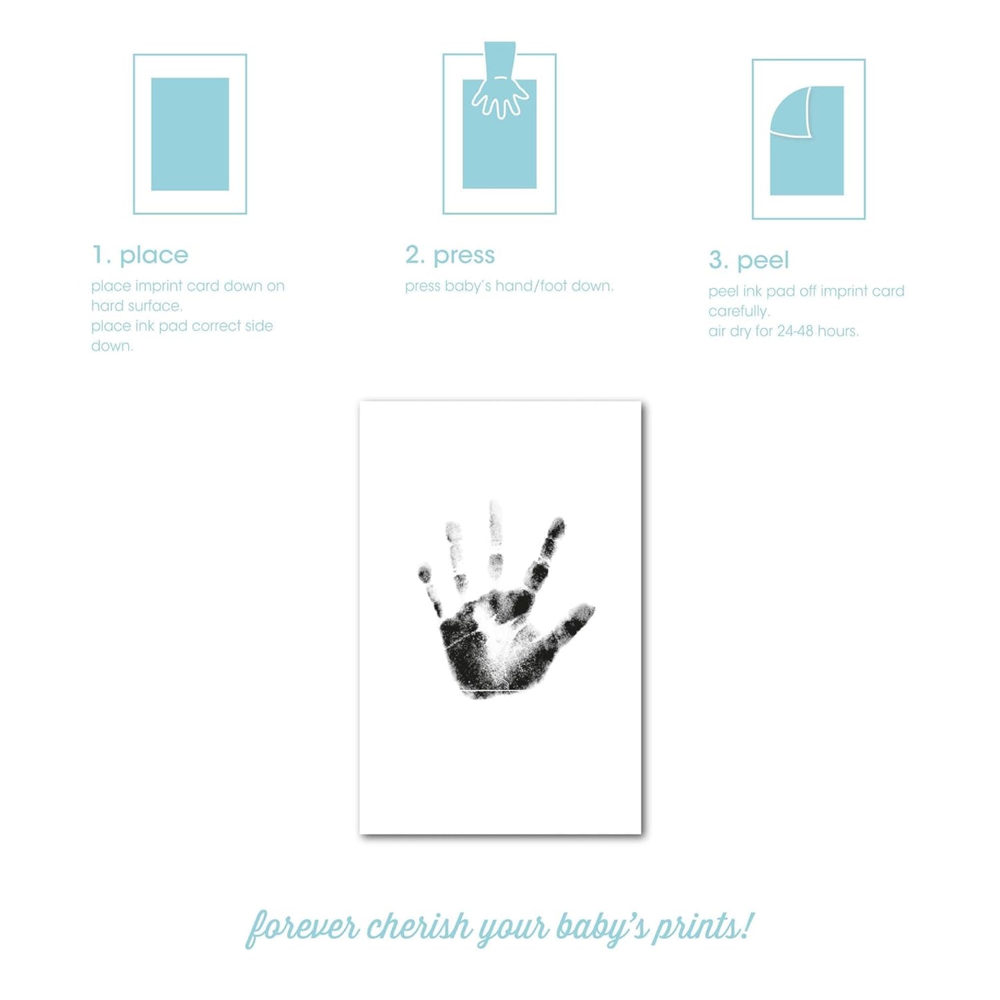 Pearhead Chevron Baby Memory Book with Clean-Touch Ink Pad Included, Teal - A for Expecting Parents