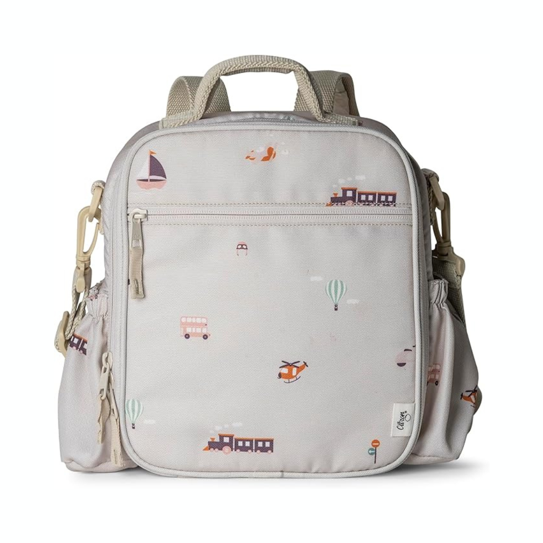 Insulated Lunch Bag Backpack - Vehicles |Citron