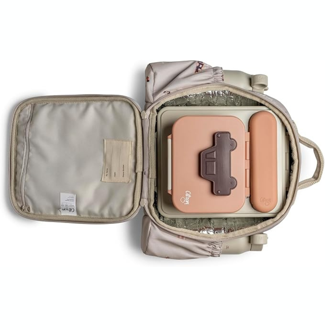 Insulated Lunch Bag Backpack - Vehicles |Citron