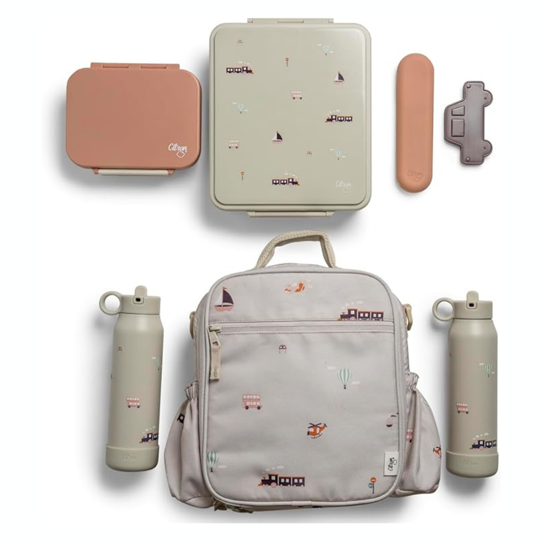 Insulated Lunch Bag Backpack - Vehicles |Citron