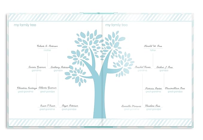 Pearhead Chevron Baby Memory Book with Clean-Touch Ink Pad Included, Teal - A for Expecting Parents