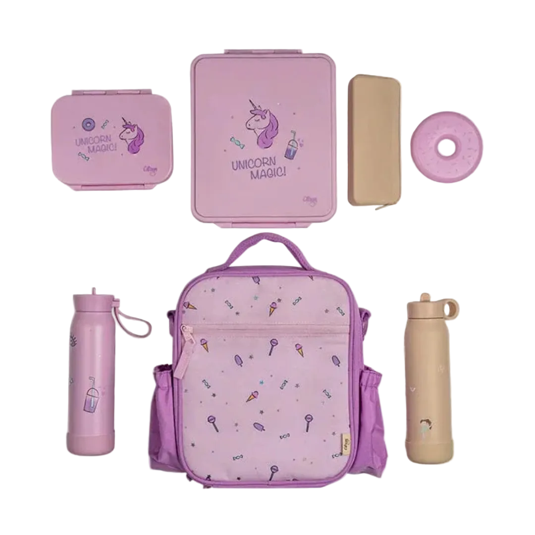 Insulated Lunchbag Backpack - Stormy Unicorn |Citron