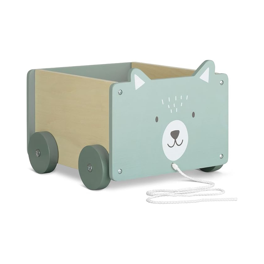 Wooden Bear Cart – Pull‑Along Toy & Kids Storage