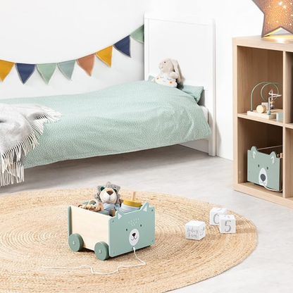 Wooden Bear Cart – Pull‑Along Toy & Kids Storage