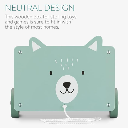 Wooden Bear Cart – Pull‑Along Toy & Kids Storage
