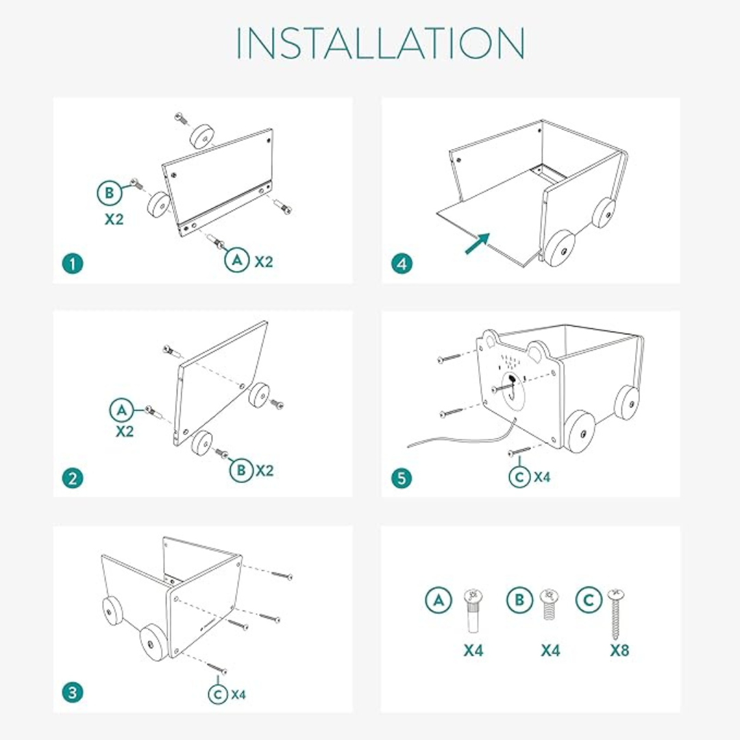 Wooden Bear Cart – Pull‑Along Toy & Kids Storage