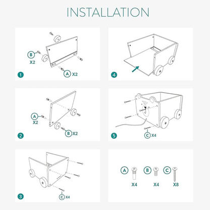 Wooden Bear Cart – Pull‑Along Toy & Kids Storage