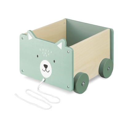 Wooden Bear Cart – Pull‑Along Toy & Kids Storage