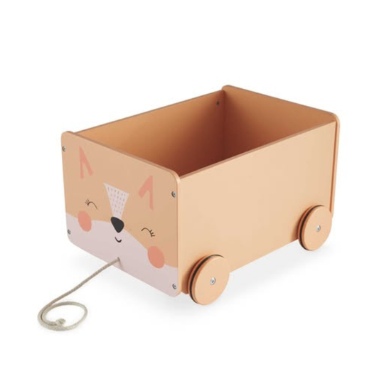 Wooden Fox Cart – Pull‑Along Toy & Kids Storage