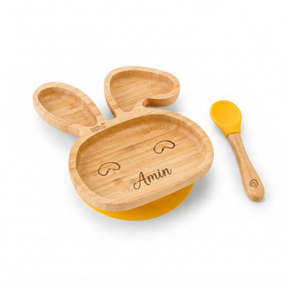 Bamboo Bamboo little bunny suction plate and spoon set