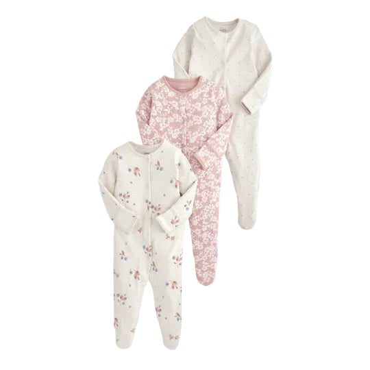 Mamas & Papas berries print baby sleepsuits, pack of 3 – view 3