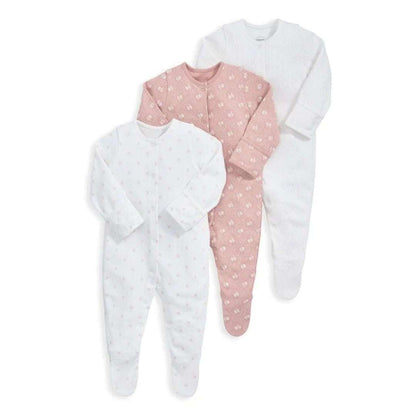 Block Print Pack of 3 Sleepsuits |Mamas and Papas