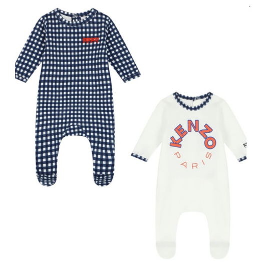 Blue Check Print Pack of 2 Sleepsuits | Kenzo