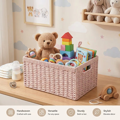 Blush Woven Storage Basket
