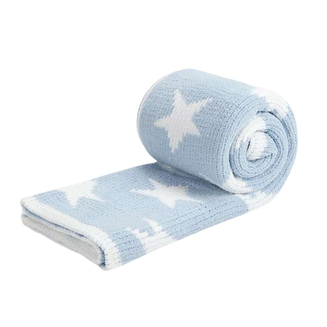 Chenille Baby Blanket - Blue Star| Lilly and Dan