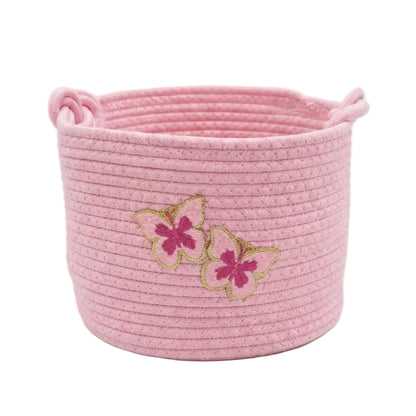 Classic woven butterfly storage basket in pink