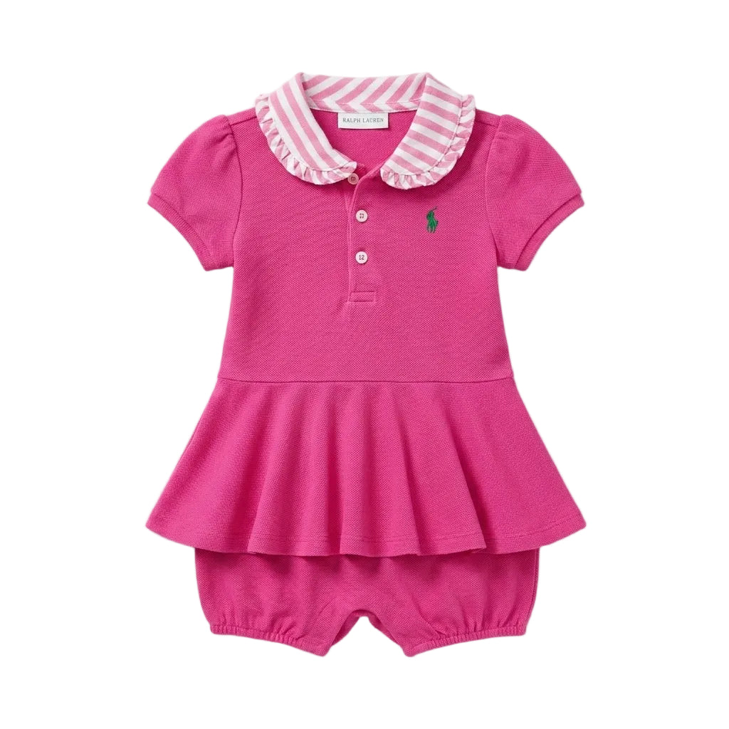 Contrast Collar Mesh Bubble Romper