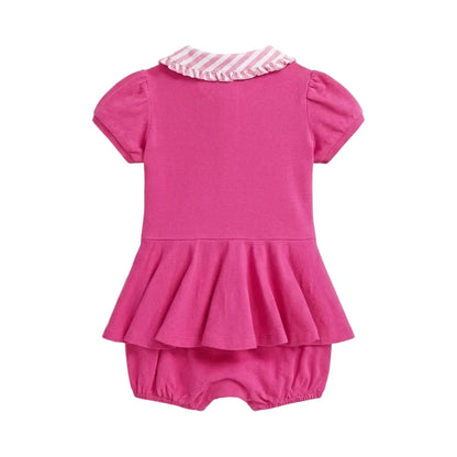 Contrast Collar Mesh Bubble Romper