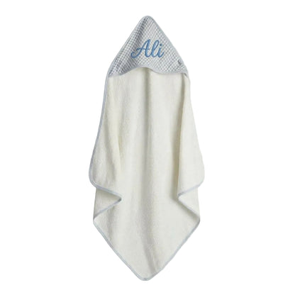 Mothercare Cuddle 'n' Dry personalised blue checker hooded baby towel