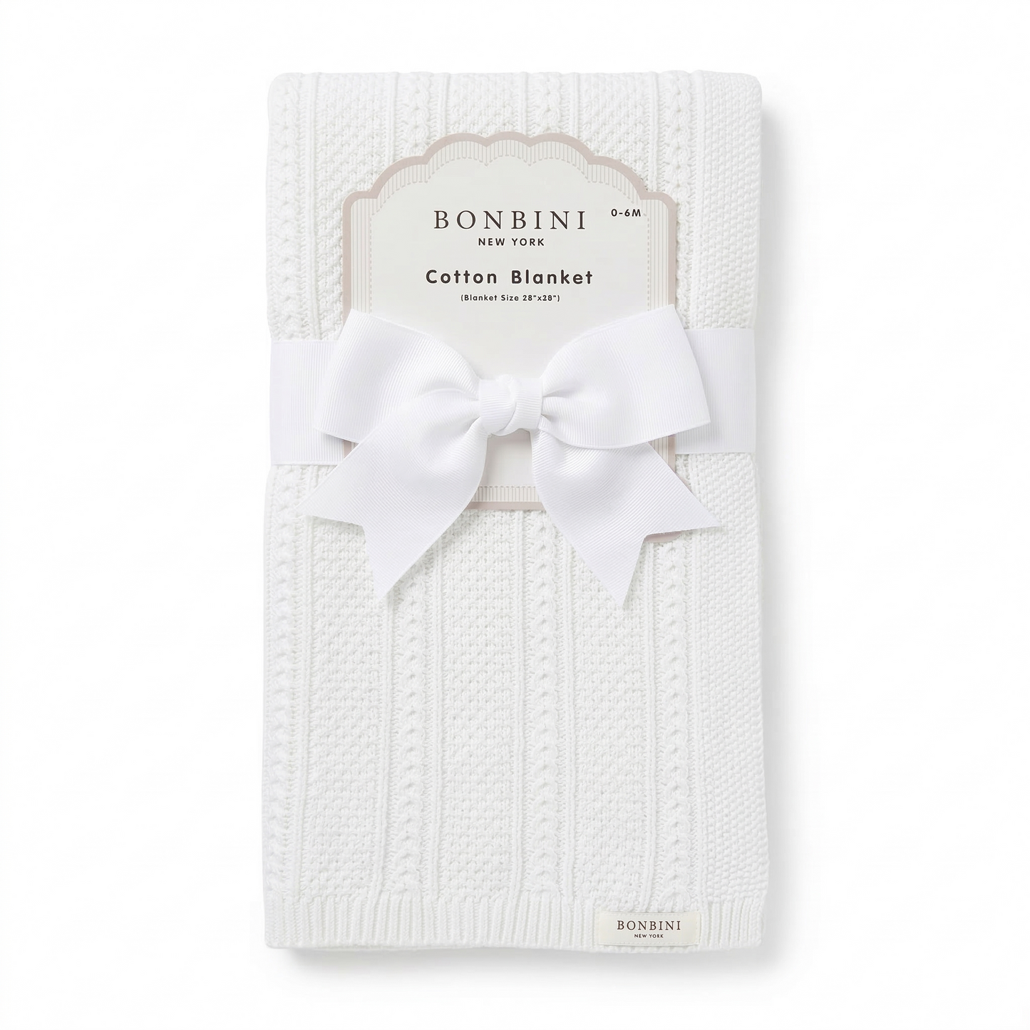 Bonbini White Knitted Baby Blanket – Premium Softness & Style