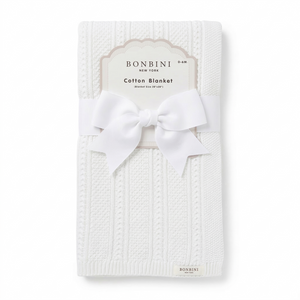 Bonbini White Knitted Baby Blanket – Premium Softness & Style