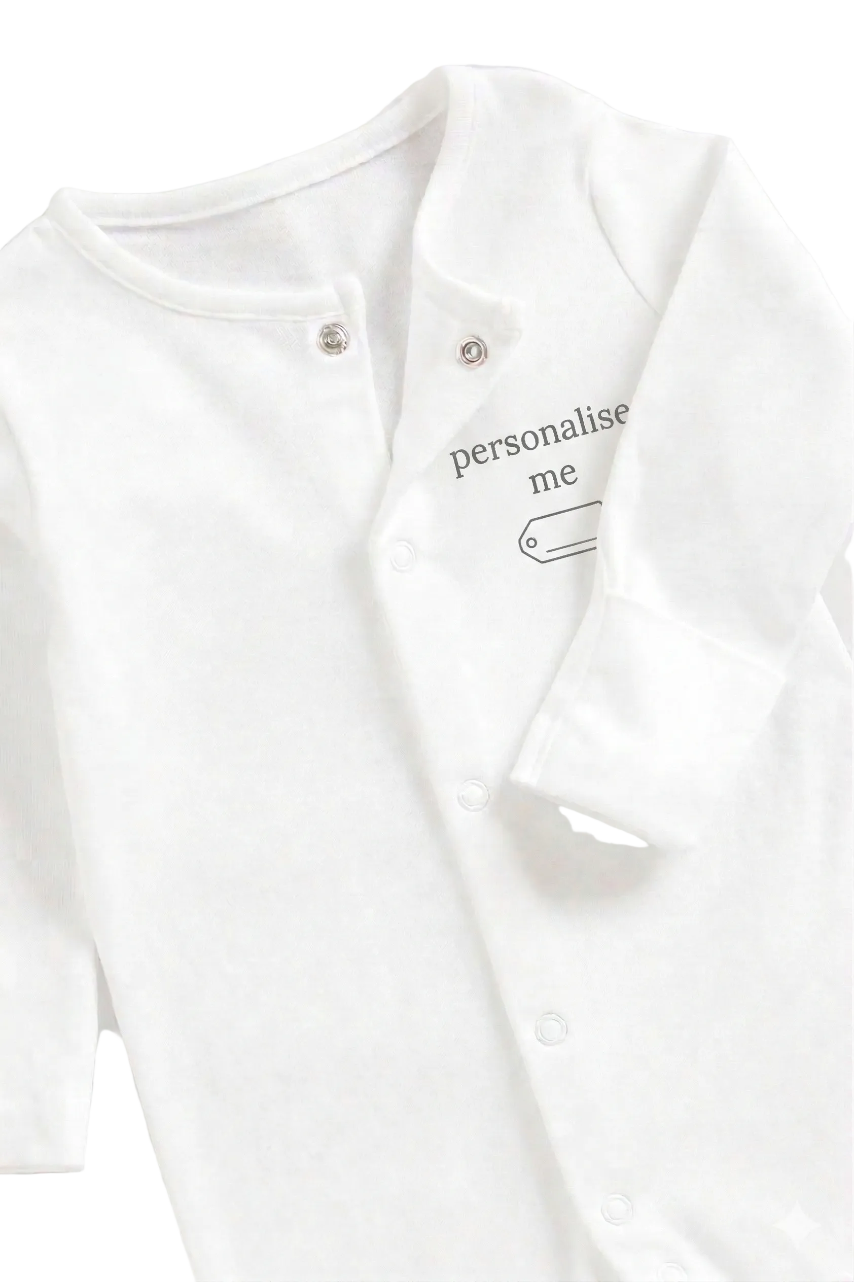 Personalised Baby Onesie custom keepsake gift in soft cotton with name and snap buttons