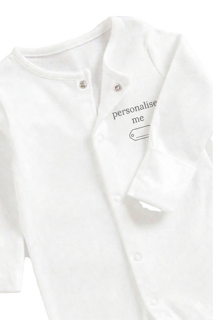 Personalised Baby Onesie custom keepsake gift in soft cotton with name and snap buttons