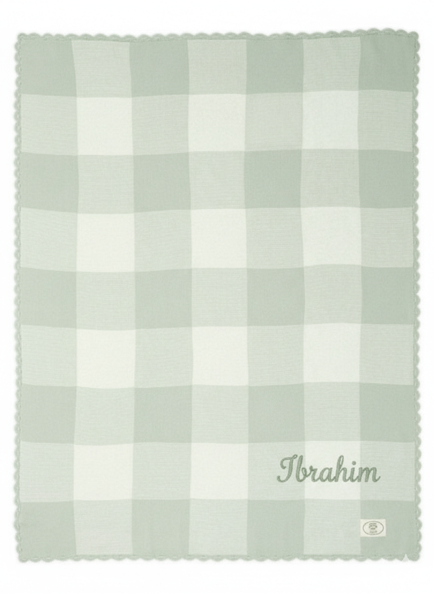 Mamas & Papas x Laura Ashley Green Gingham Ocarro Baby Blanket