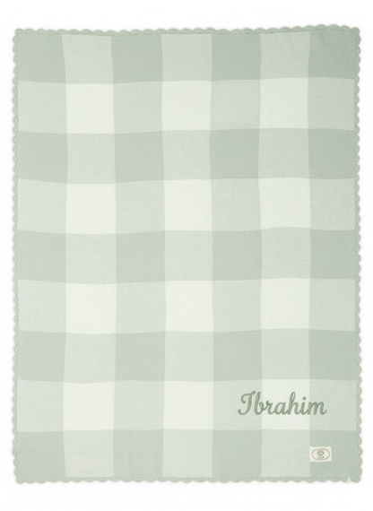Mamas & Papas x Laura Ashley Green Gingham Ocarro Baby Blanket