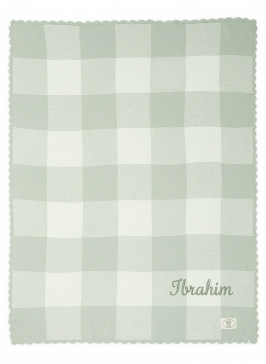 Mamas & Papas x Laura Ashley Green Gingham Ocarro Baby Blanket