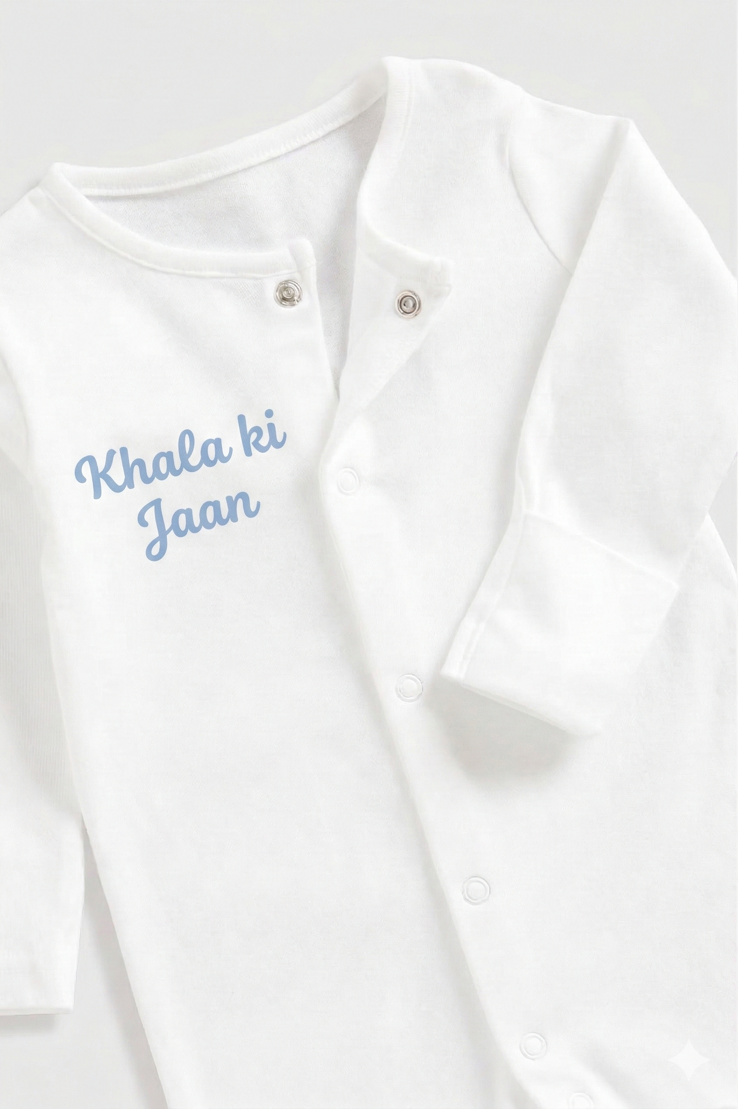 Personalised baby onesie made from soft cotton with custom name and popper fastenings for a comfortable baby outfit gift