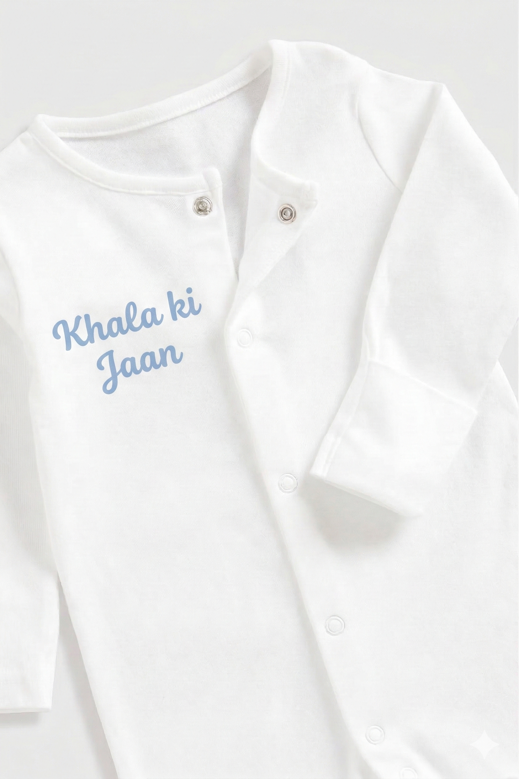 Personalised baby onesie made from soft cotton with custom name and popper fastenings for a comfortable baby outfit gift