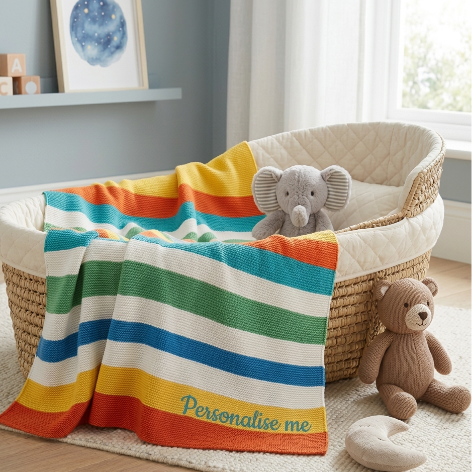 Multi-Coloured Baby Shawl | Silver Cloud