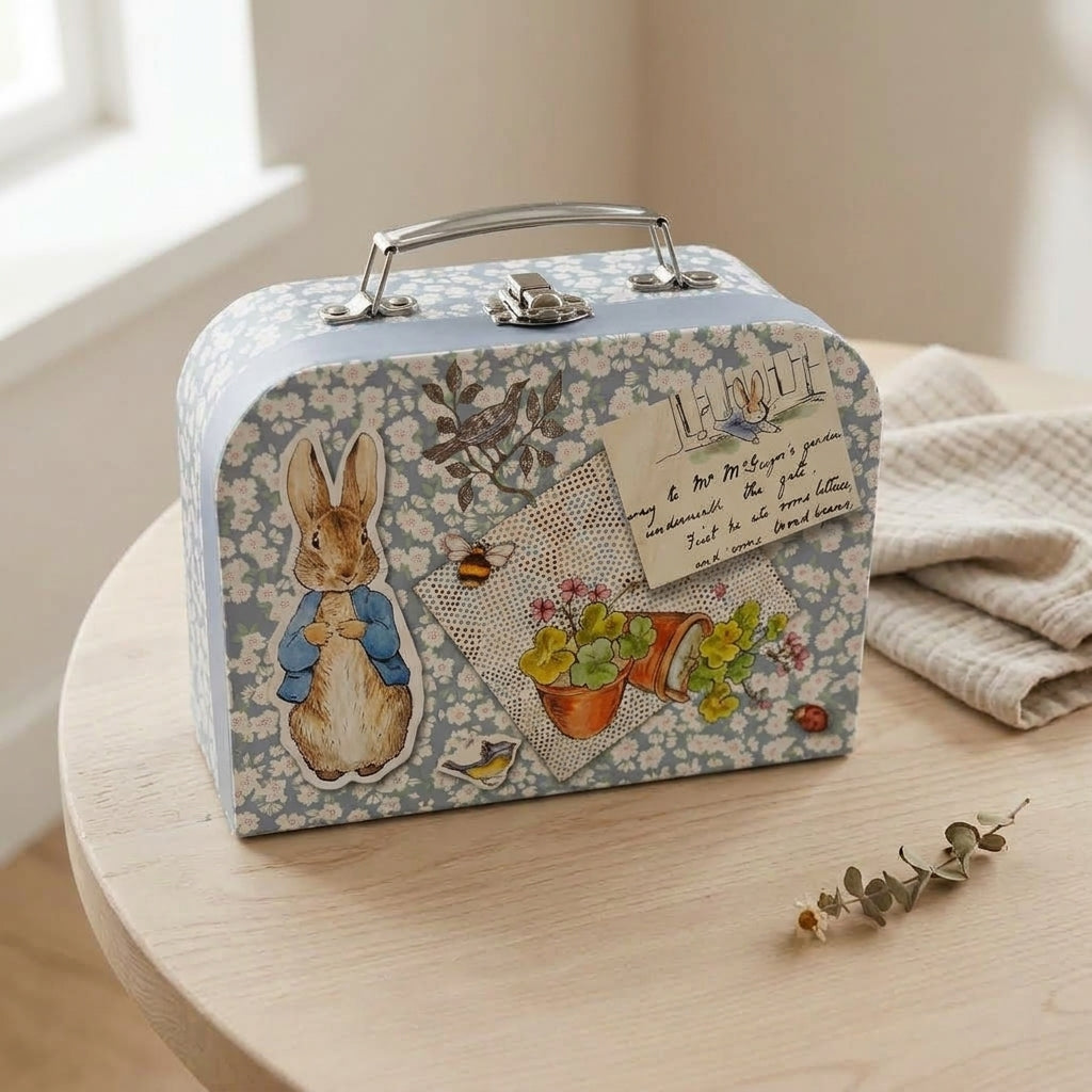 Peter Rabbit baby gift bundle with My First Little Library, bunny rattle and mini trunk – view 2