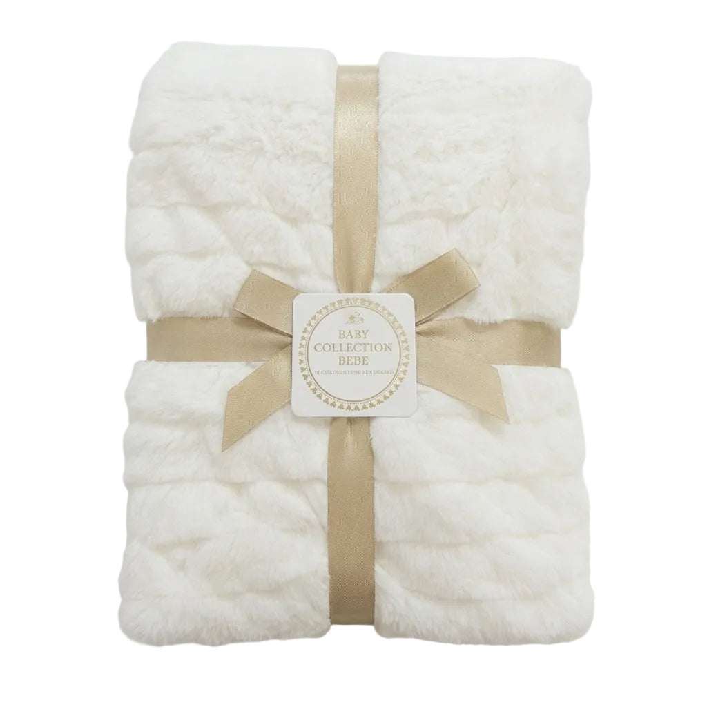 Horizontal Self Stripe Blanket-White