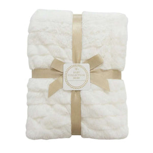 Horizontal Self Stripe Blanket-White