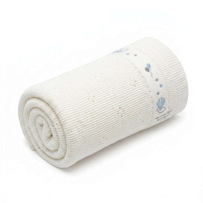 Hot Air Balloon Embroidery Blanket | 100% Cotton, Gender Neutral Baby Gift