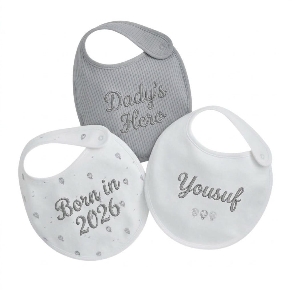 Mamas & Papas hot air balloon print baby bibs, set of 3