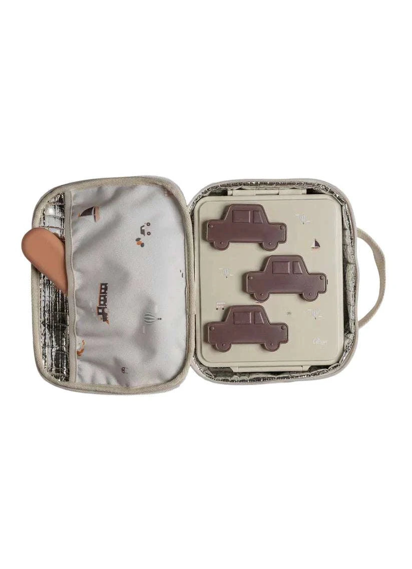 Insulated Square Lunch bag - Vehicles|Citron