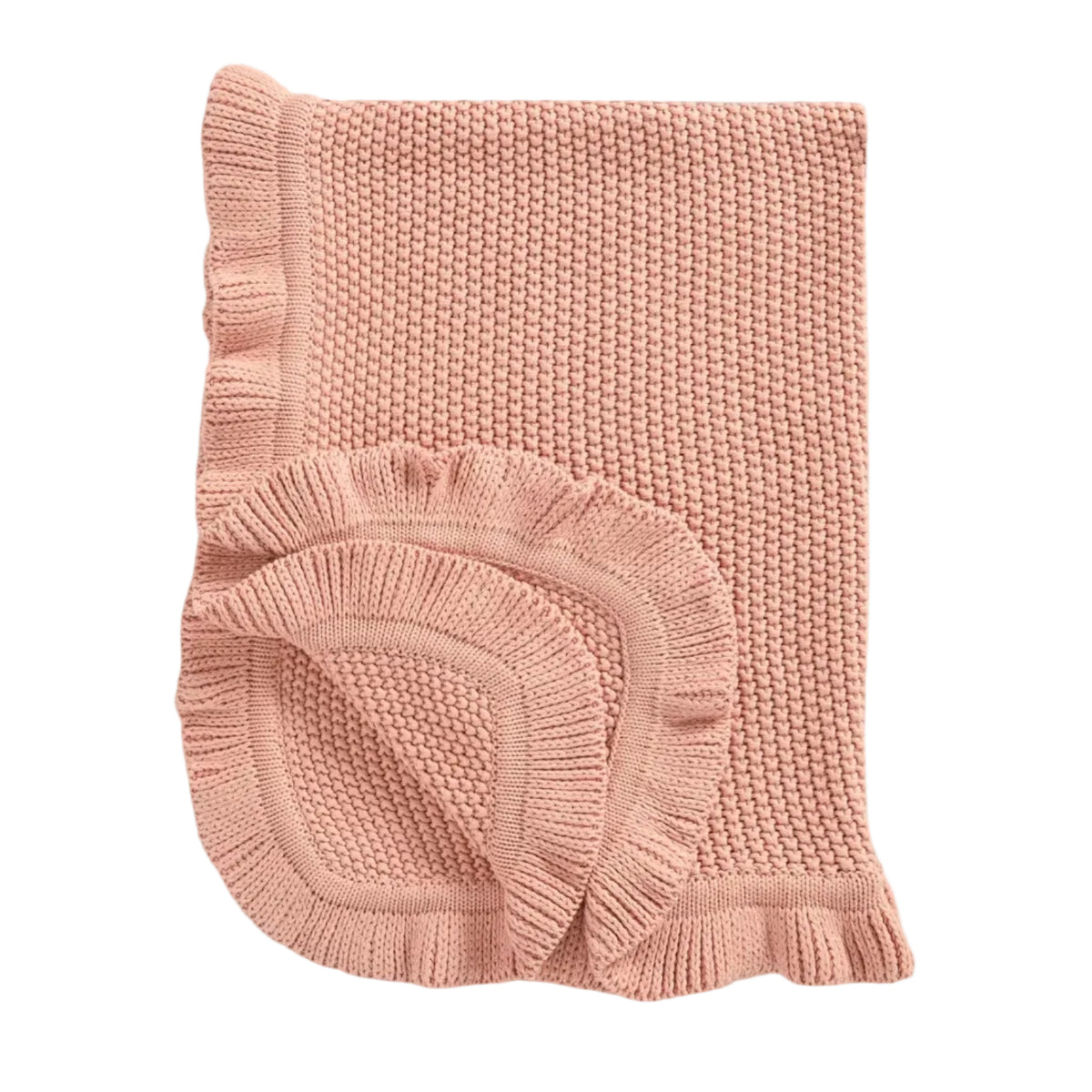 Mothercare knitted ruffle baby blanket in pink – view 2