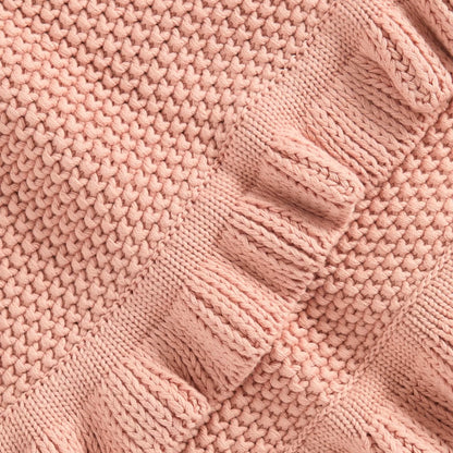 Mothercare knitted ruffle baby blanket in pink – view 3