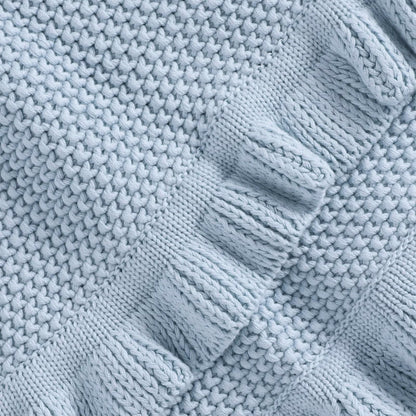 Mothercare knitted ruffle baby blanket in baby blue – view 4