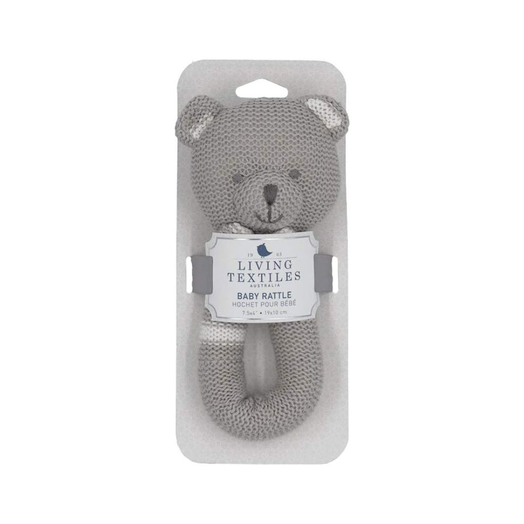 Living Textiles Baby Knitted Toy Rattle - Bear