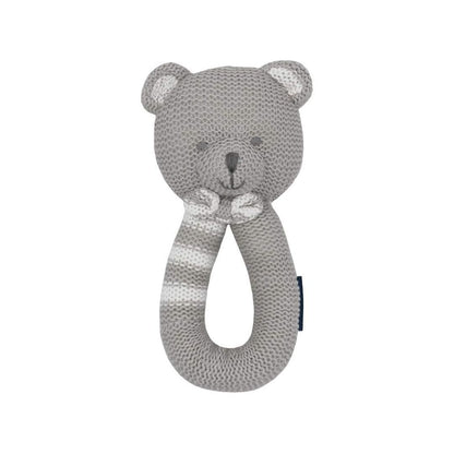 Living Textiles Baby Knitted Toy Rattle - Bear
