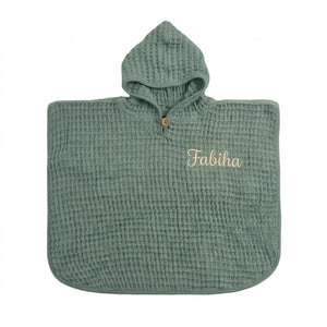 Personalised Waffle Poncho Aqua