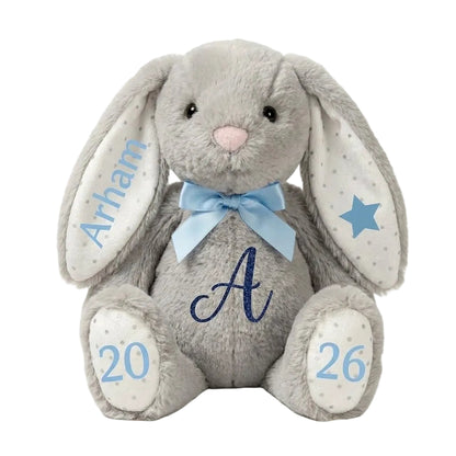 Lulla grey bunny personalised plush keepsake by Bundle Company – view 2
