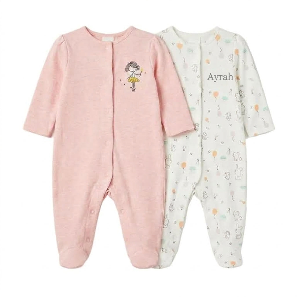 Next Baby personalised pink Magic Girl sleepsuits, pack of 2