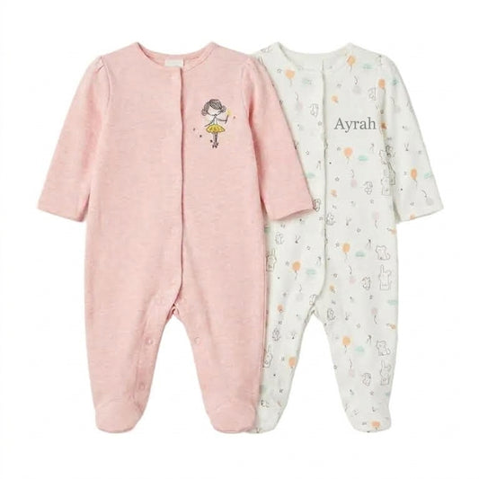 Next Baby personalised pink Magic Girl sleepsuits, pack of 2