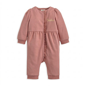 Mamas & Papas Lace Trim Pink Romper