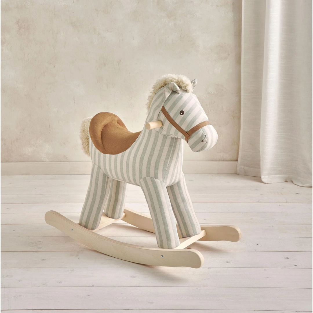 Mamas & Papas Sage Green Stipe Rocking Horse